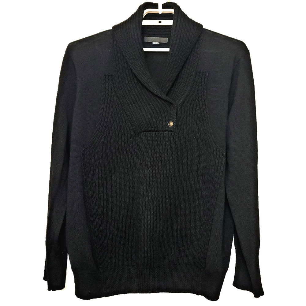 Alexander Wang Black Shawl Collar Wool Sweater